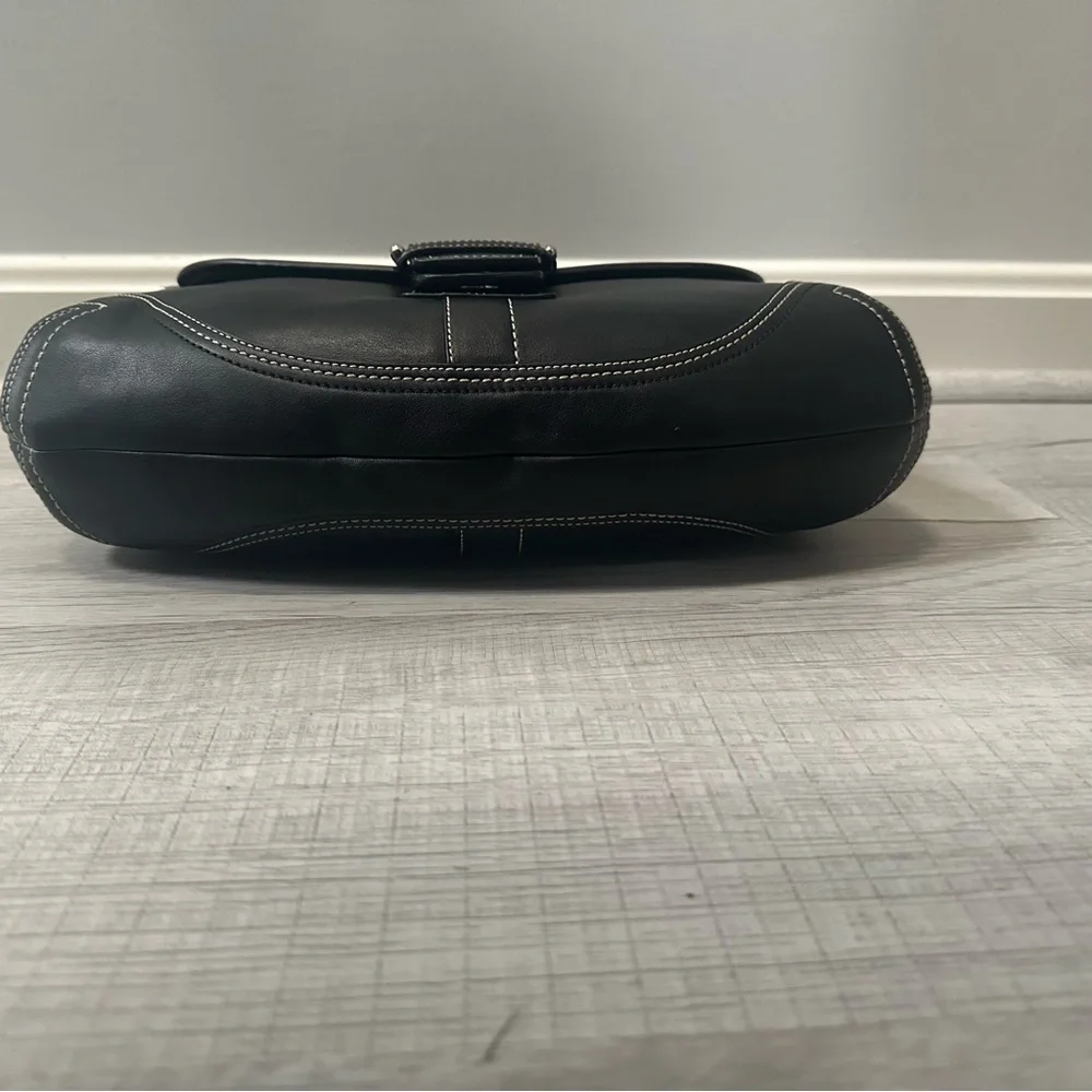 Coach Black Leather Shoulder Bag with Silver Accents, F10192 - Picture 9 of 9